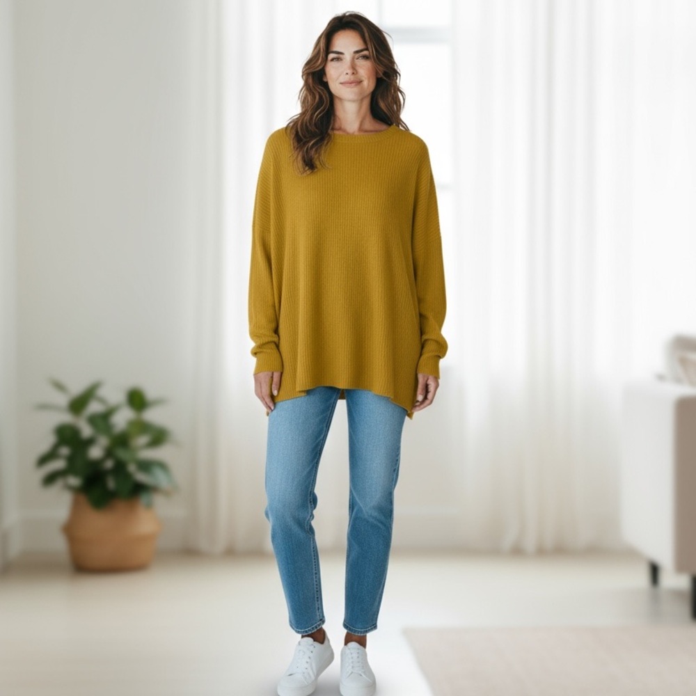 NWT H by Bordeaux Women’s Split Back Ribbed Tunic Top Fall Winter Cozy Soft Warm